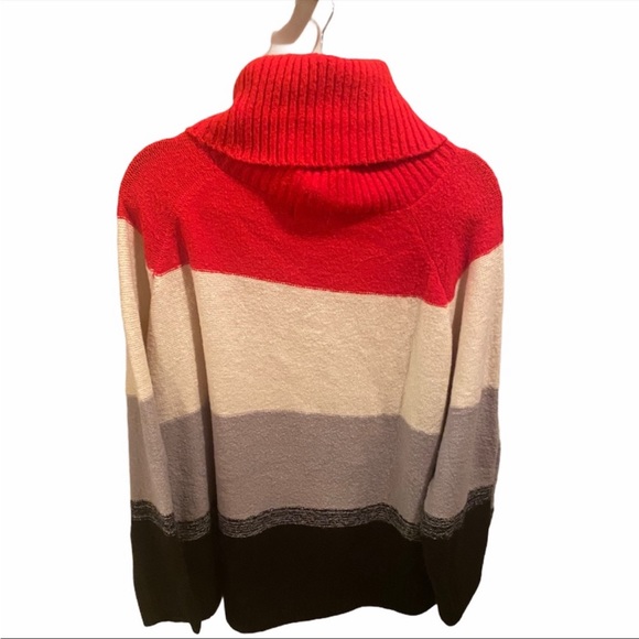 143 story by line up Oversized soft sweater turtleneck size medium striped red - Picture 2 of 4